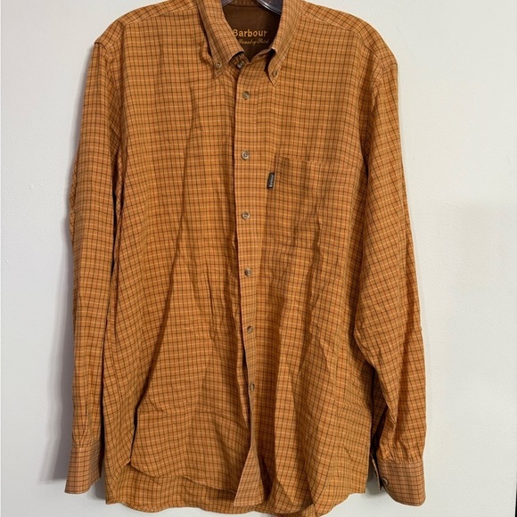 Barbour Other - Barbour The Country Shirt Orange Brown Plaid Button Down XL